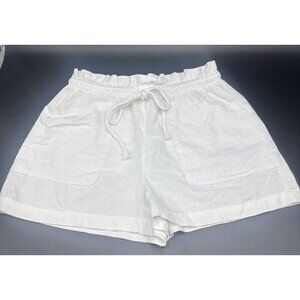 Universal Thread Women’s White Paper Bag Waist Linen Blend Shorts  Sz M NEW
